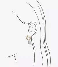 Mixed Metal Heart Drop Hoop Earrings
