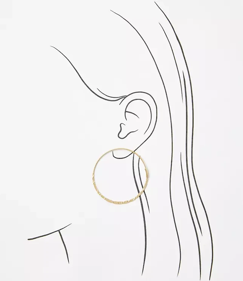 Brushed Hammered Hoop Earrings