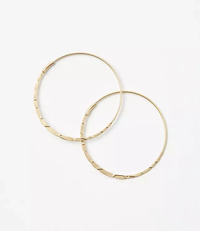 Brushed Hammered Hoop Earrings