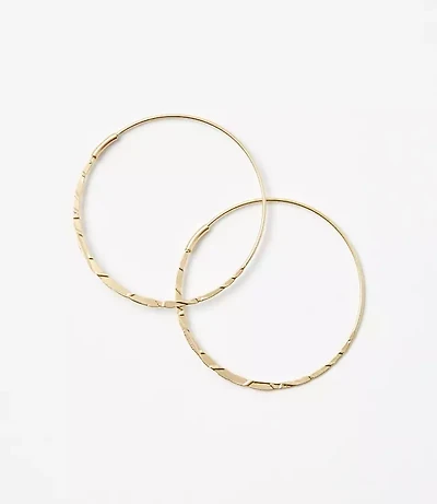 Brushed Hammered Hoop Earrings