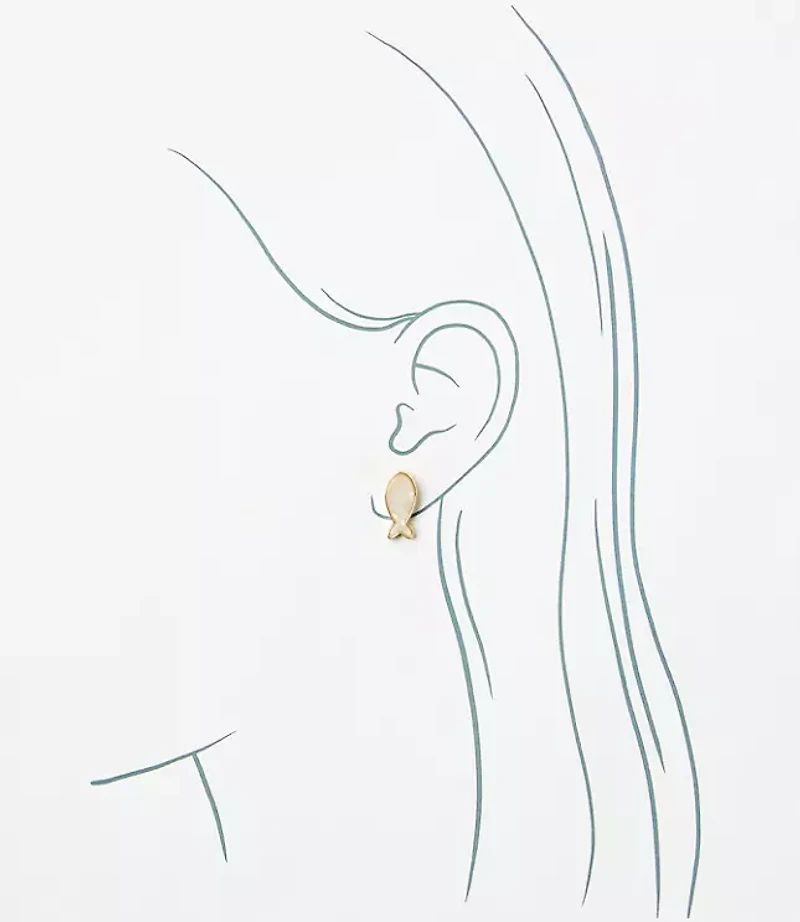 Mother Of Pearl Fish Stud Earrings