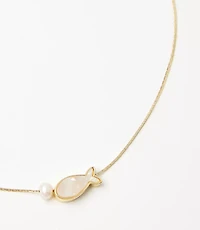 Mother Of Pearl Fish Charm Necklace