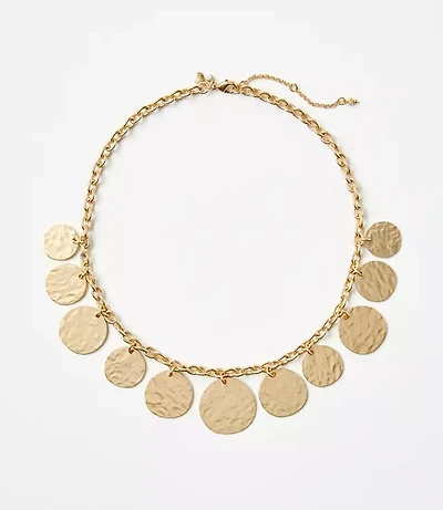 Brushed Hammered Circle Statement Necklace