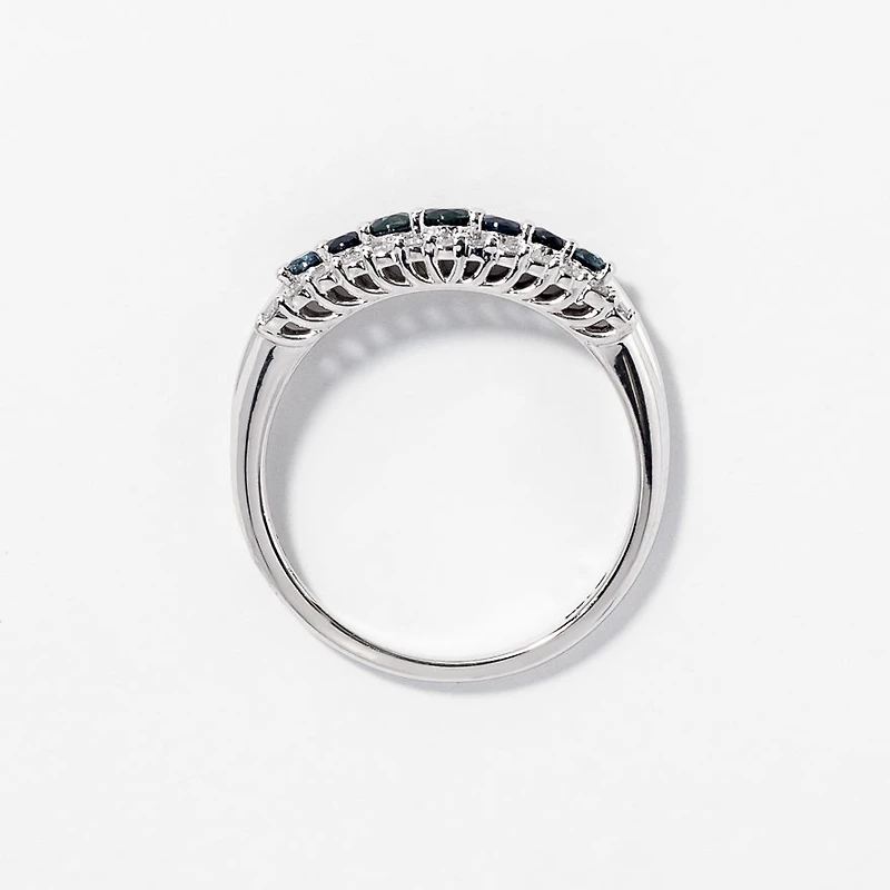 Sapphire and Diamond Band 10K White Gold