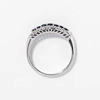 Sapphire and Diamond Band 10K White Gold