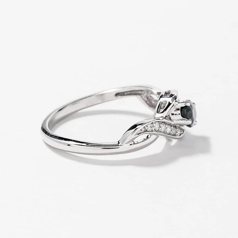 Oval Sapphire and Diamond Ring 10K White Gold