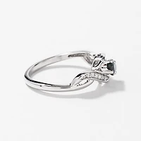 Oval Sapphire and Diamond Ring 10K White Gold