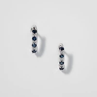 Sapphire and Diamond Claw-Set J-Hoop Earrings in 10/14K White Gold