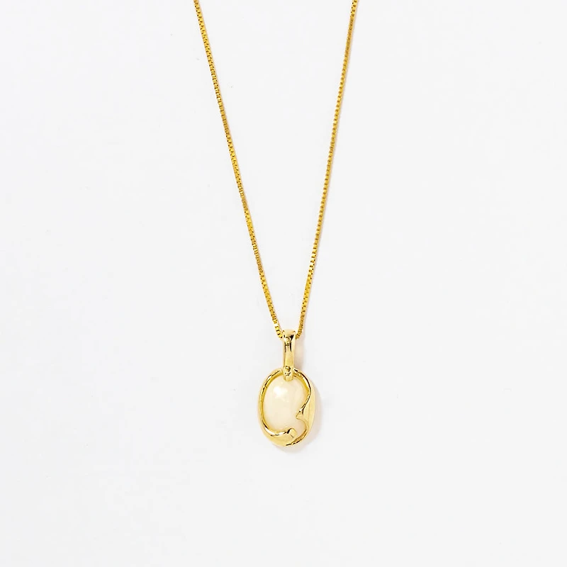 Oval Opal Pendant Crafted In 10K Yellow Gold