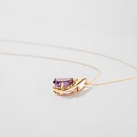 Amethyst Pendant Necklace in 10K Yellow Gold