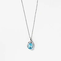 Diamond and Blue Topaz Pendant in 10K White Gold