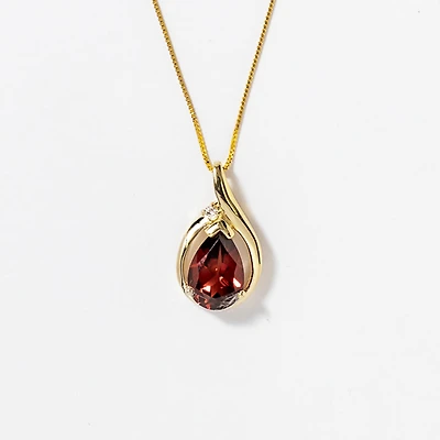 Garnet Necklace in 10K Yellow Gold