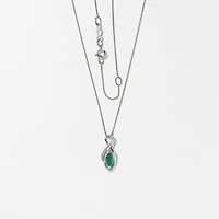 Marquise Emerald Pendant in 10K White Gold