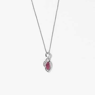 Marquise Ruby Pendant in 10K White Gold