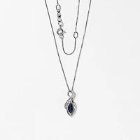 Marquise Sapphire Pendant in 10K White Gold