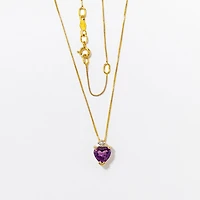Heart Shaped Amethyst Necklace in 10K Yellow Gold