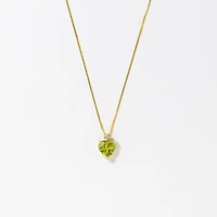 Heart Shaped Peridot Necklace in 10K Yellow Gold