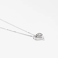 Diamond Heart Ribbon Necklace in 10K White Gold (0.015ct tw)