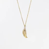 Diamond Feather Necklace in 10K Yellow Gold (0.04 ct tw)