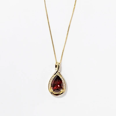Garnet Necklace in 10K Yellow Gold
