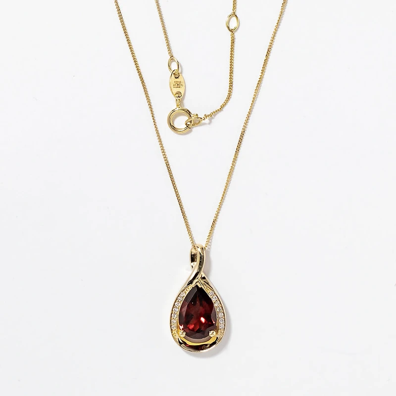 Garnet Necklace in 10K Yellow Gold