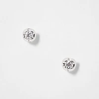 Tension Set Solitaire Canadian Diamond Stud Earrings in 14K White Gold