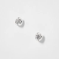 Tension Set Solitaire Canadian Diamond Stud Earrings in 14K White Gold