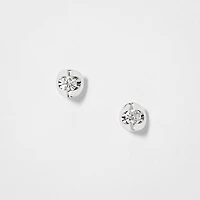 Tension Set Solitaire Canadian Diamond Stud Earrings in 14K White Gold
