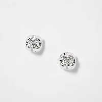 Tension Set Solitaire Canadian Diamond Stud Earrings in 14K White Gold