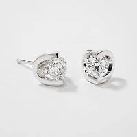 Tension Set Solitaire Canadian Diamond Stud Earrings in 14K White Gold