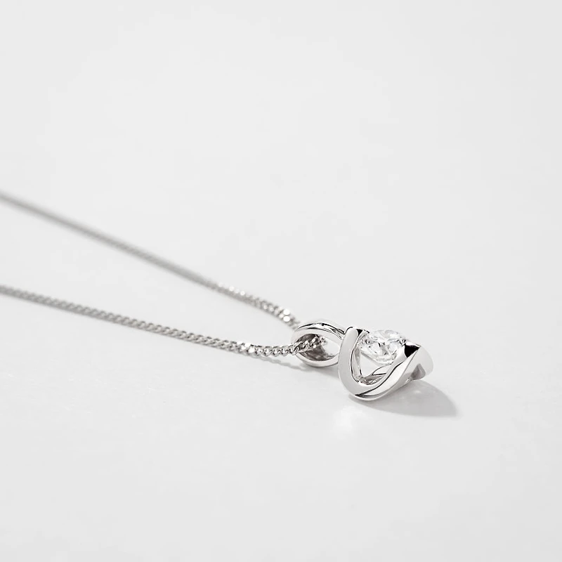 Tension Set Canadian Diamond Solitaire Necklace in 14K Gold