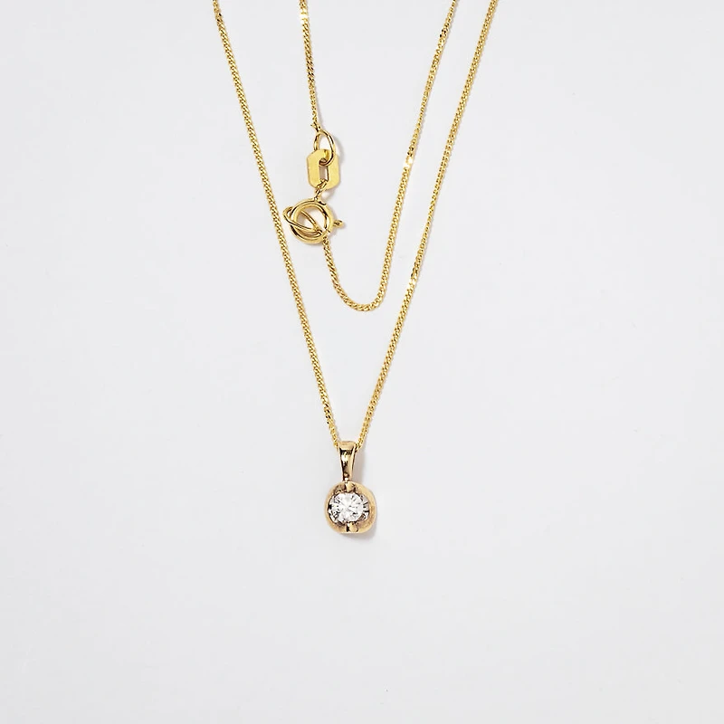 Tension Set Canadian Diamond Solitaire Necklace in 14K Yellow Gold (0.
