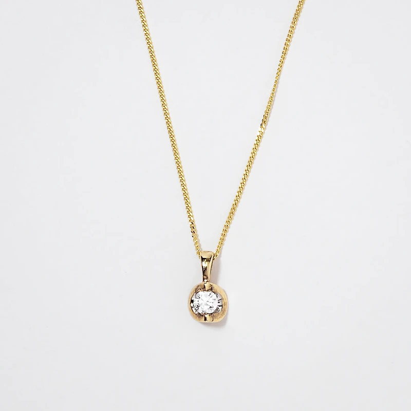 Tension Set Canadian Diamond Solitaire Necklace in 14K Yellow Gold (0.