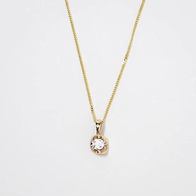 Tension Set Canadian Diamond Solitaire Necklace in 14K Yellow Gold (0.
