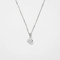Tension Set Canadian Diamond Solitaire Necklace in 14K White Gold (0.1