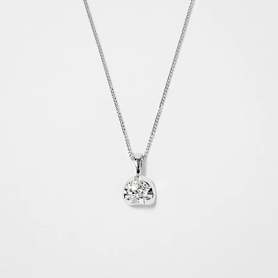 Tension Set Canadian Diamond Solitaire Necklace in 14K White Gold (0.2