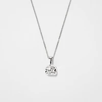 Tension Set Canadian Diamond Solitaire Necklace in 14K White Gold (0.2