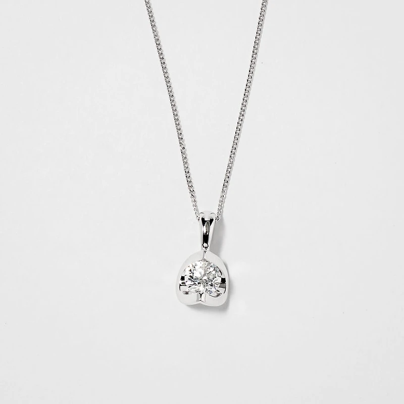 Tension Set Canadian Diamond Solitaire Necklace in 14K White Gold (0.3