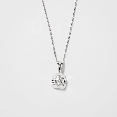 Tension Set Canadian Diamond Solitaire Necklace in 14K White Gold (0.3