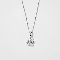 Tension Set Canadian Diamond Solitaire Necklace in 14K White Gold (0.3