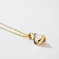 Tension Set Canadian Diamond Solitaire Necklace in 14K Yellow Gold (0