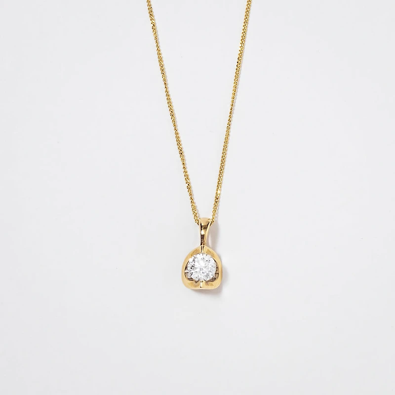 Tension Set Canadian Diamond Solitaire Necklace in 14K Yellow Gold (0
