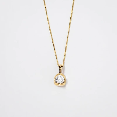 Tension Set Canadian Diamond Solitaire Necklace in 14K Yellow Gold (0