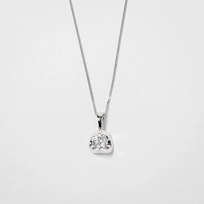 Tension Set Canadian Diamond Solitaire Necklace in 14K Gold