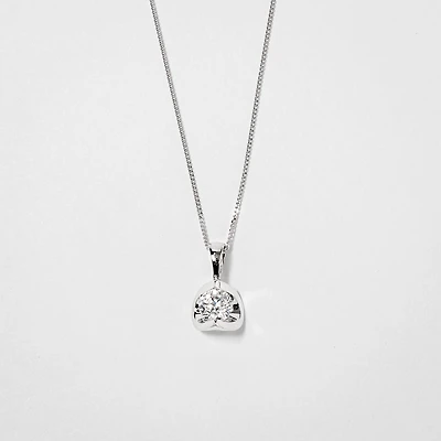 Tension Set Canadian Diamond Solitaire Necklace in 14K Gold