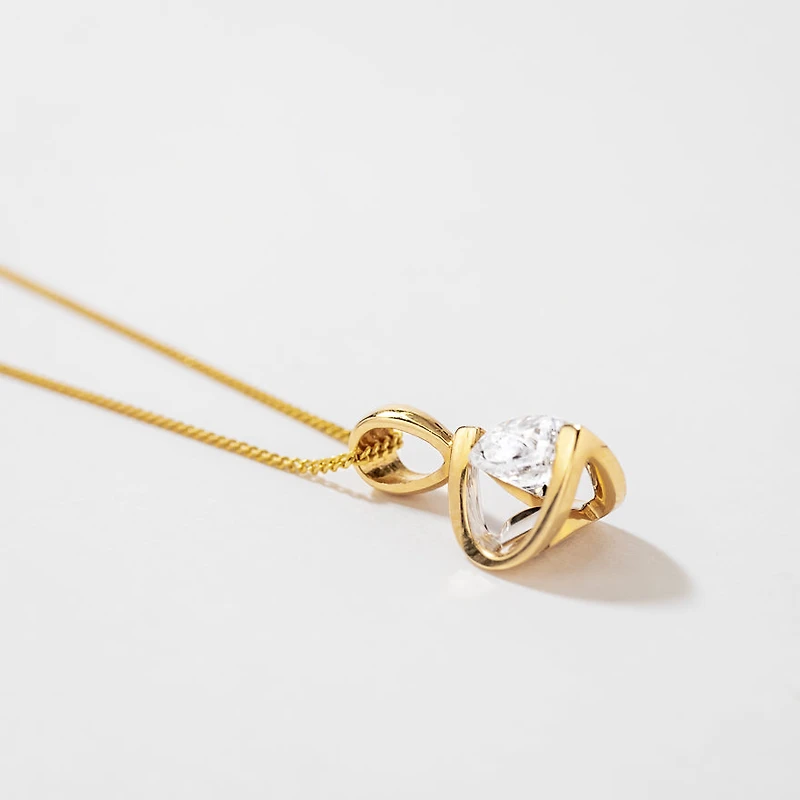 Tension Set Canadian Diamond Solitaire Necklace in 14K Yellow Gold (0