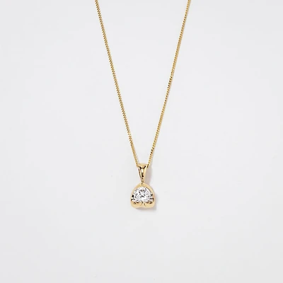 Tension Set Canadian Diamond Solitaire Necklace in 14K Yellow Gold (0