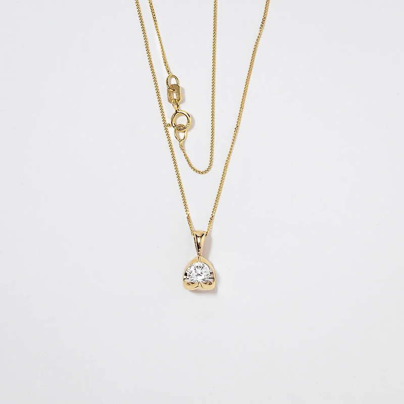 Tension Set Canadian Diamond Solitaire Necklace in 14K Yellow Gold (0