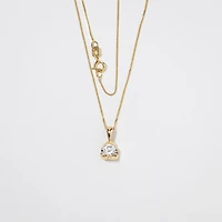 Tension Set Canadian Diamond Solitaire Necklace in 14K Yellow Gold (0