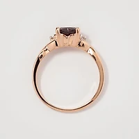10K Rose Gold Heart Garnet Diamond Ring